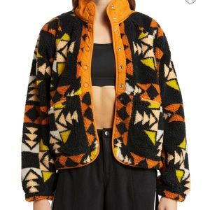 NWT Free People Hit The Slopes Printed Fleece Jacket